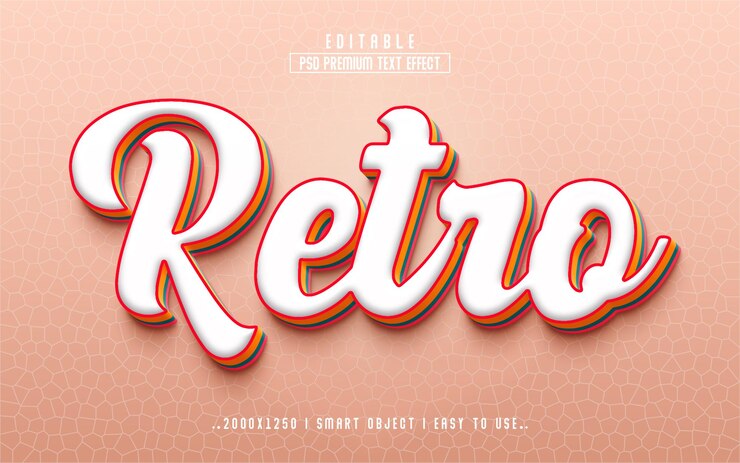 Estilo de efecto de texto 3d retro psd editable