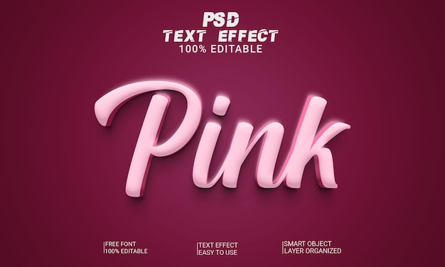 Estilo de efecto de texto 3d rosa