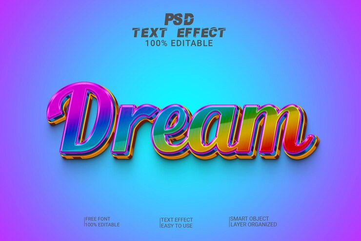 PSD estilo de efecto de texto 3d de sueño