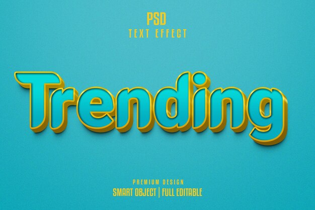 PSD estilo de efecto de texto 3d de tendencia