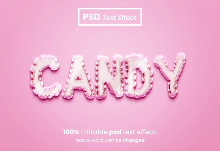 PSD estilo de efecto de texto de caramelo 3d