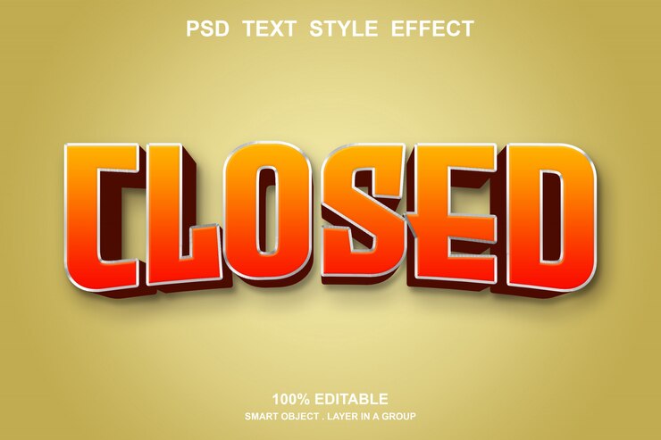 PSD estilo de efecto de texto cerrado editable
