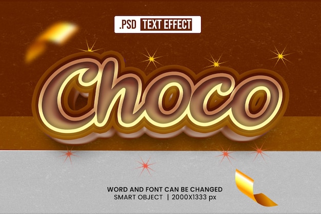 PSD estilo de efecto de texto choco 3d