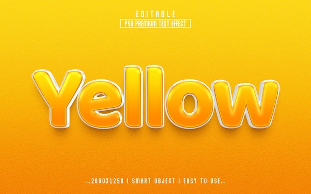 Estilo de efecto de texto editable 3d amarillo con fondo premium