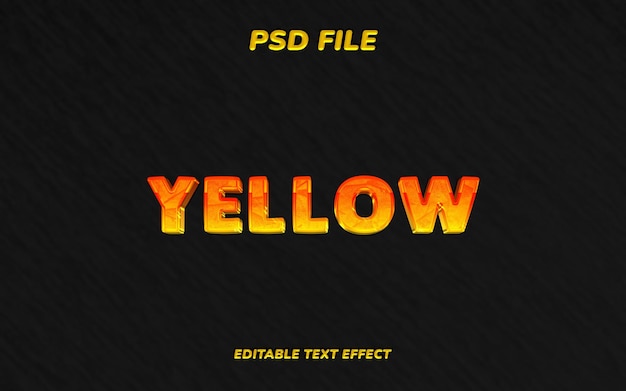 Estilo de efecto de texto editable en 3d amarillo