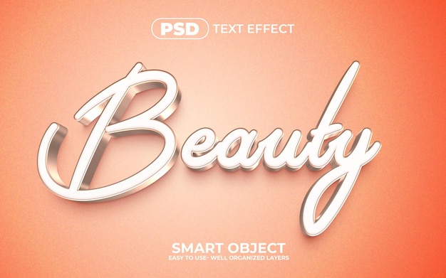 PSD estilo de efecto de texto editable 3d de belleza con fondo premium