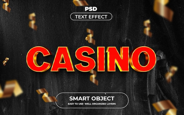 Estilo de efecto de texto editable 3d de casino con fondo