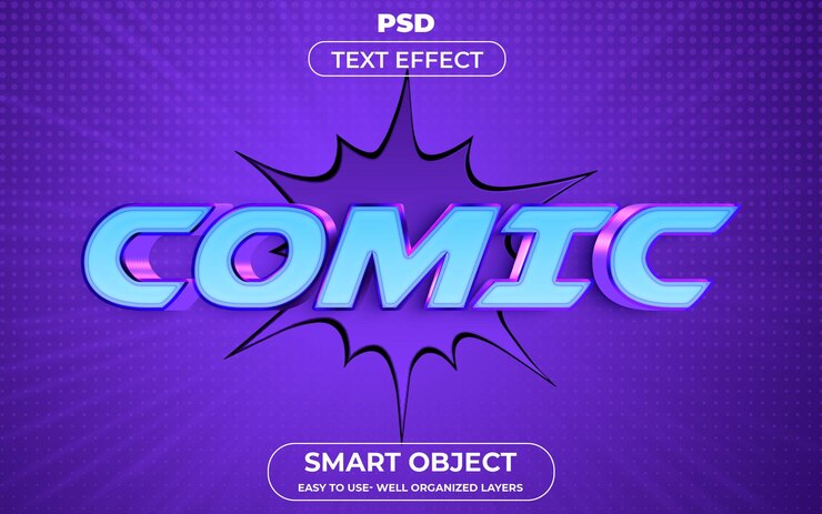 PSD estilo de efecto de texto editable 3d cómico con fondo