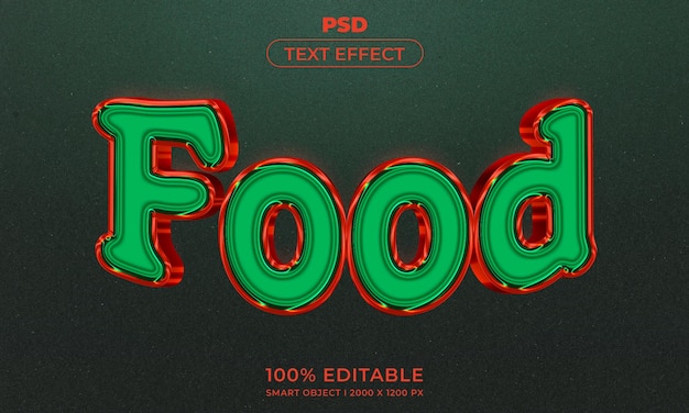 Estilo de efecto de texto editable 3d de comida con fondo