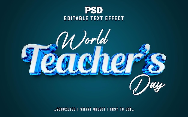 Estilo de efecto de texto editable 3D del Día Mundial del Maestro