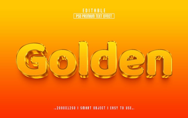 Estilo de efecto de texto editable 3d dorado con fondo premium