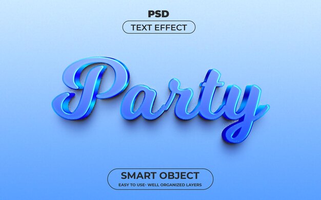 PSD estilo de efecto de texto editable 3d de fiesta con fondo