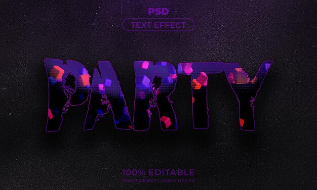 Estilo de efecto de texto editable 3d de fiesta con fondo