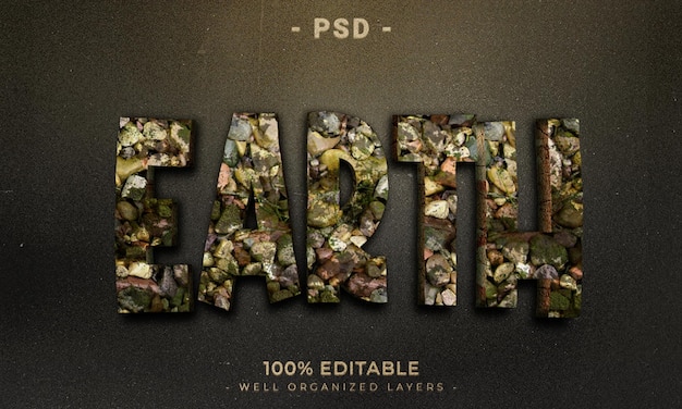 PSD estilo de efecto de texto editable 3d con fondo