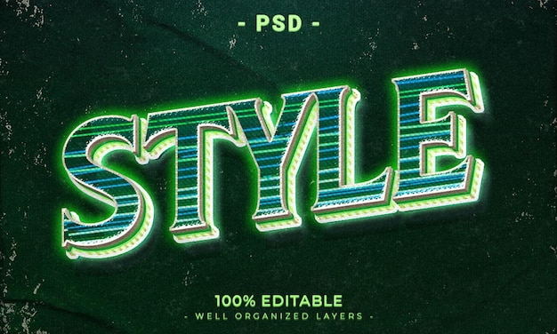 Estilo de efecto de texto editable 3d con fondo