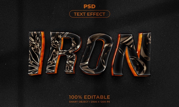 Estilo de efecto de texto editable 3d con fondo