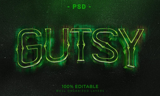 Estilo de efecto de texto editable 3d con fondo