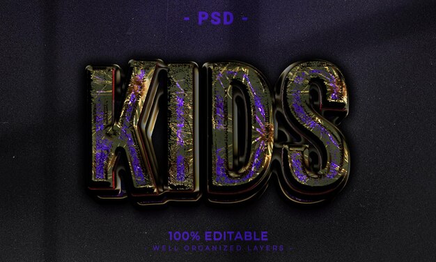Estilo de efecto de texto editable 3d con fondo