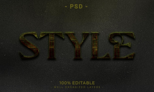 Estilo de efecto de texto editable 3d con fondo