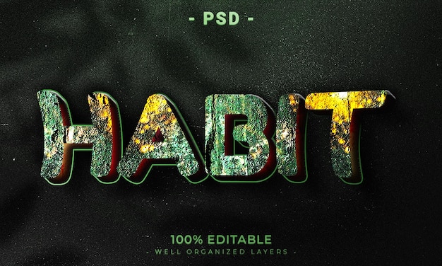 Estilo de efecto de texto editable 3d con fondo