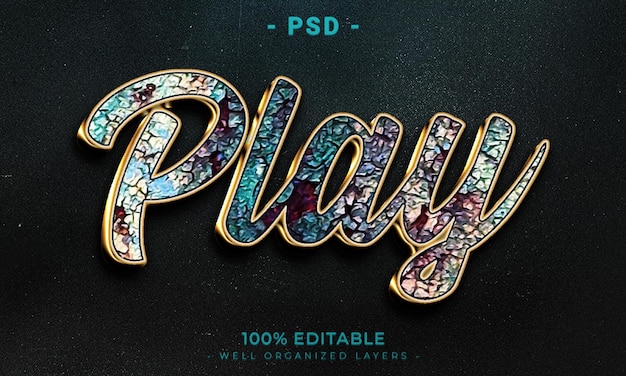 Estilo de efecto de texto editable 3d con fondo