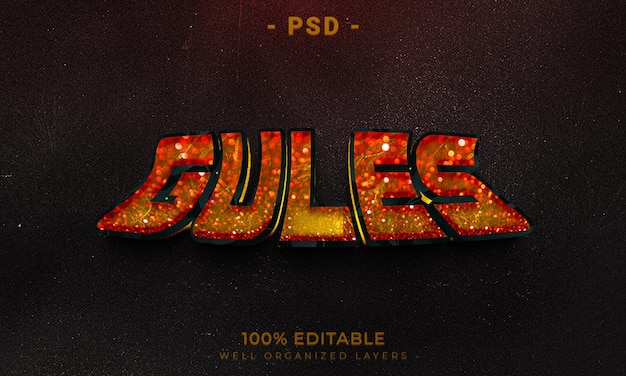 Estilo de efecto de texto editable 3d con fondo