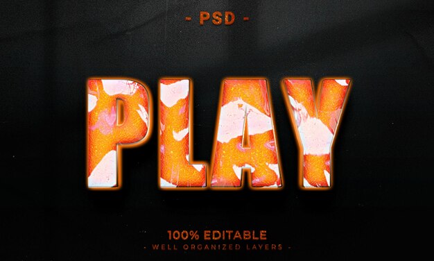 Estilo de efecto de texto editable 3d con fondo