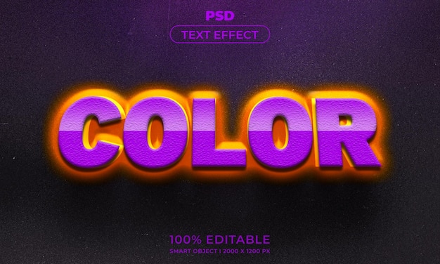 Estilo de efecto de texto editable 3d con fondo