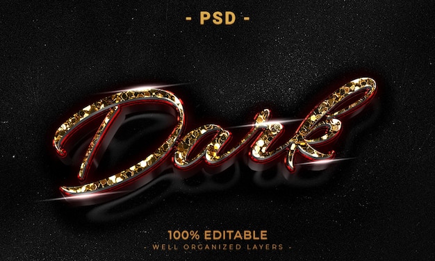 Estilo de efecto de texto editable 3d con fondo
