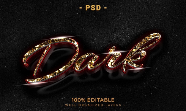 PSD estilo de efecto de texto editable 3d con fondo