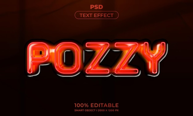 Estilo de efecto de texto editable 3d con fondo
