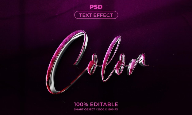 Estilo de efecto de texto editable 3d con fondo