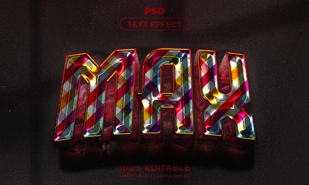 Estilo de efecto de texto editable 3d con fondo