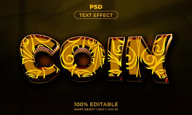 Estilo de efecto de texto editable 3d con fondo