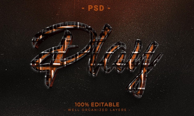 Estilo de efecto de texto editable 3d con fondo