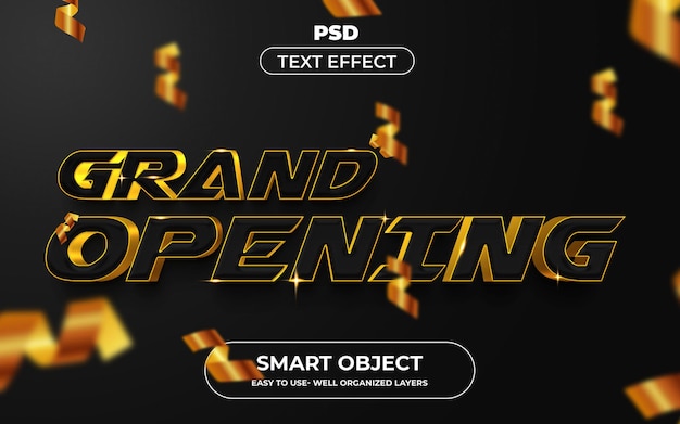 PSD estilo de efecto de texto editable 3d de gran apertura