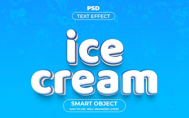 PSD estilo de efecto de texto editable 3d de helado