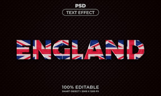 Estilo de efecto de texto editable 3d de Inglaterra con fondo
