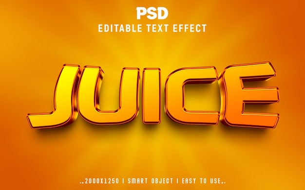 PSD estilo de efecto de texto editable en 3d de juice