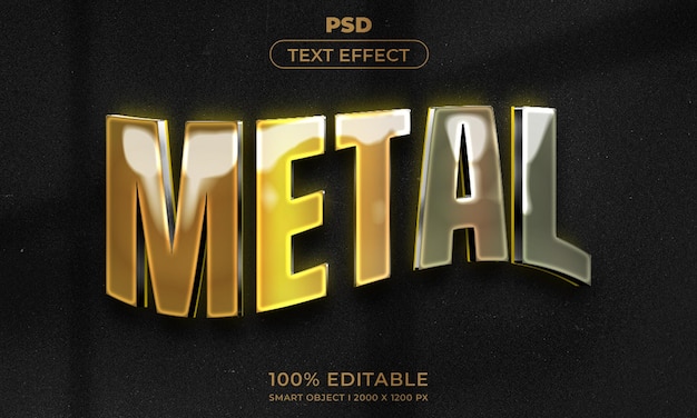 Estilo de efecto de texto editable 3d de metal con fondo