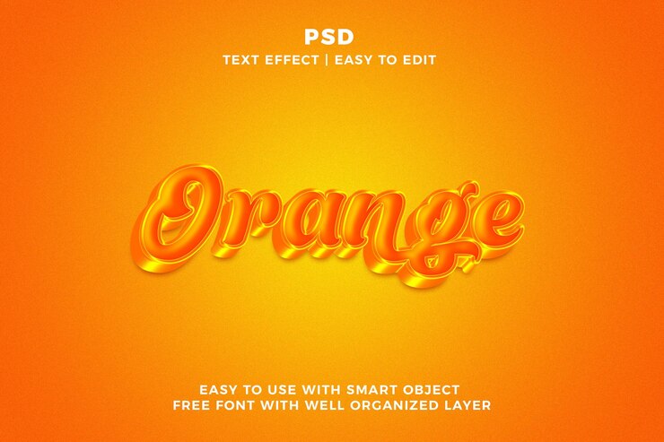 PSD estilo de efecto de texto editable 3d naranja psd con fondo