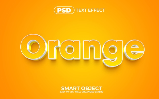 Estilo de efecto de texto editable 3d naranja