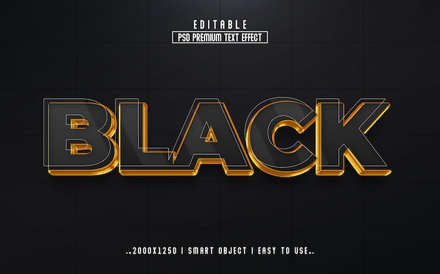Estilo de efecto de texto editable en 3d negro con fondo premium