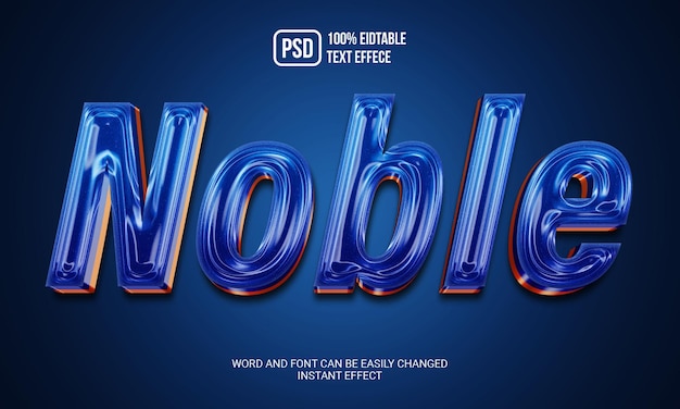 Estilo de efecto de texto editable 3d noble