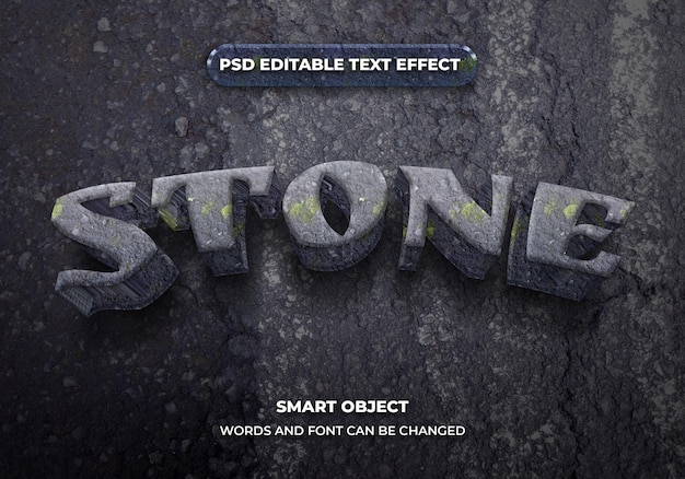 Estilo de efecto de texto editable 3d de piedra abstracta
