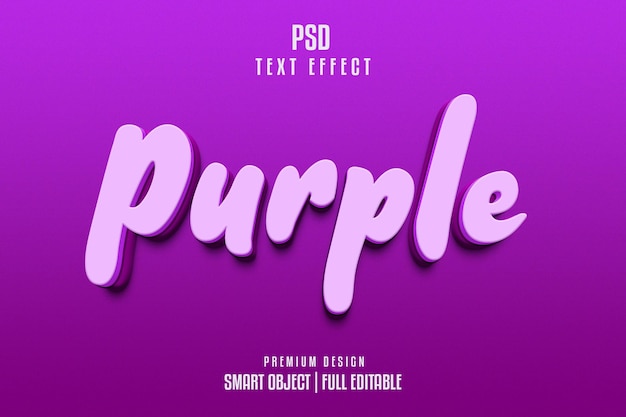 Estilo de efecto de texto editable en 3d púrpura