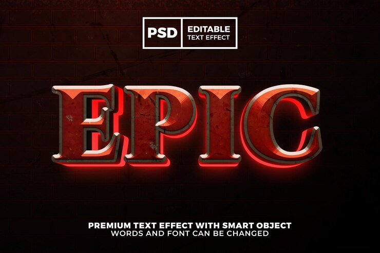 PSD estilo de efecto de texto editable 3d de resplandor de energía roja épica