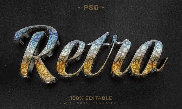 Estilo de efecto de texto editable 3d retro con fondo