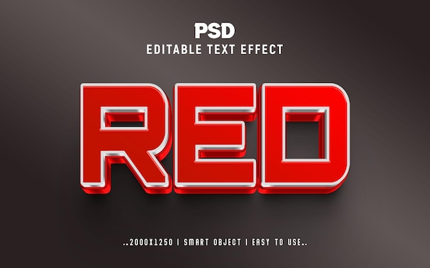 PSD estilo de efecto de texto editable 3d rojo