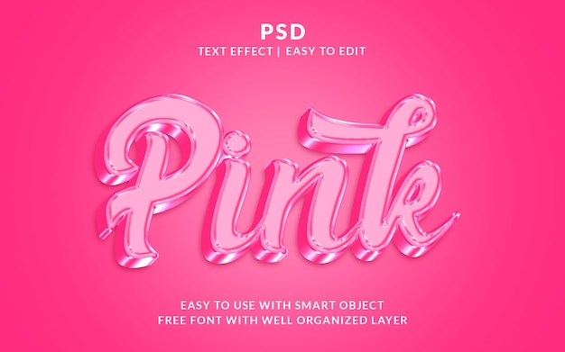 Estilo de efecto de texto editable 3d rosa con fondo
